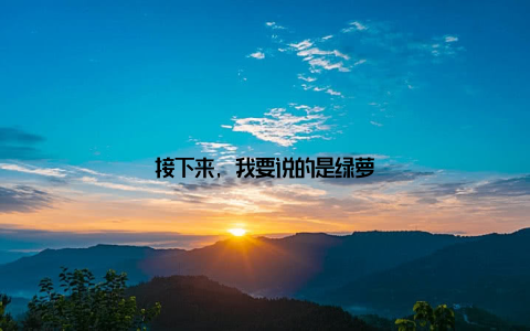 接下来, 我要说的是绿萝